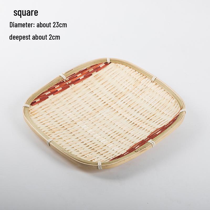 Handmade Bamboo Weaving Sieve Basket Storage and Snack Plate Set