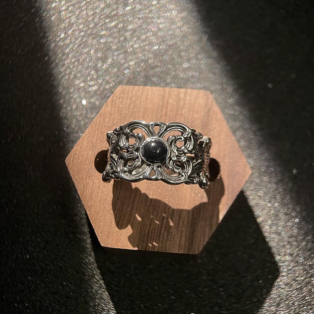 Retro Mongolian Tribal Flower Pattern Open Ring for Men & Women Antique Gothic Adjustable Ring Alloy Silver Plated  Gift