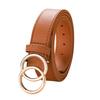 Fashion Women's Belt luxury Double Round Buckle Belt Simple And Versatile Pu Belt for women With Jeans suit for daily business