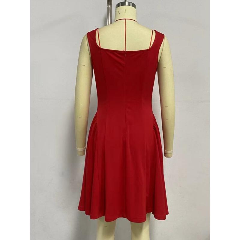 Solid-colored Slim-fitting Dresses Backless Sleeveless Camisole Women's Dresses