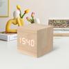 Digital Wood Clock Electronic Clock Electronic Clock Mini Alarm Clock Square Wooden Voice Controlled Thermometer