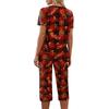 Women's Casual Christmas Print Two Piece Athletic Set Short Sleeve Top and Pants