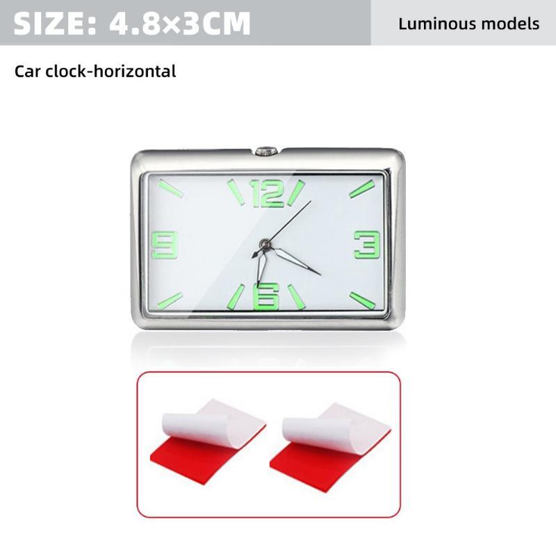 

48X32MM Мини светящиеся часы для автокалибровки, внутренние наклеиваемые кварцевые часы для приборной панели, для стайлинга автомобильных аксессуаров серебряный