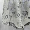 2026 Spring Rhinestone Jacquard Denim Long Sleeve Shirt Jacket - Women's Loose-Fit Mid-Length Top