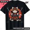 Japanese Samurai Cat Tattoo  Ninja Cat TShirt Street Cool Casual Clothes Unisex Clothes Round Short Sleeved Tops Camisetas