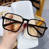 New Fashionable Brown Sunglasses Black Large Frame Anti Blue Light Glasses Computer Glasses Men Clear Glasses  UV400