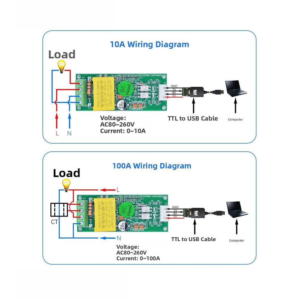 1pc 100A AC Current Voltage Power Energy Meter Serial Port Module With Shell For Electrical Devices Accessories
