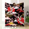 Japanese Style Crane Cherry Blossom Blanket Bedroom Blanket for Livingroom Couch Lunch Break Soft Throw for Friend's Festival Gift