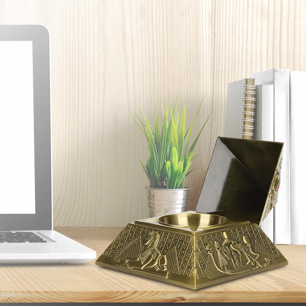 Metal Ashtray Innovative Decor Gifts Smoking Set Egyptian Pharaoh Pyramid shape Ornaments(Bronzed )