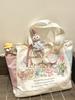 Women'S Large-Capacity Large Bag, Cute Cartoon Canvas Printing Shoulder Bag, Small Fresh And Versatile Tote Bag.