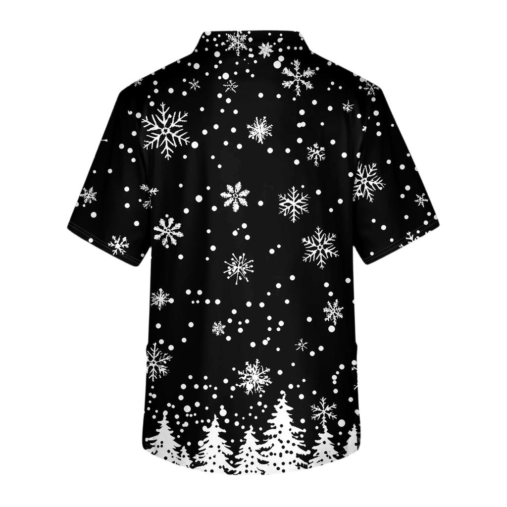 Men's Casual Short-Sleeved V-Neck Printed Front Pocket Top