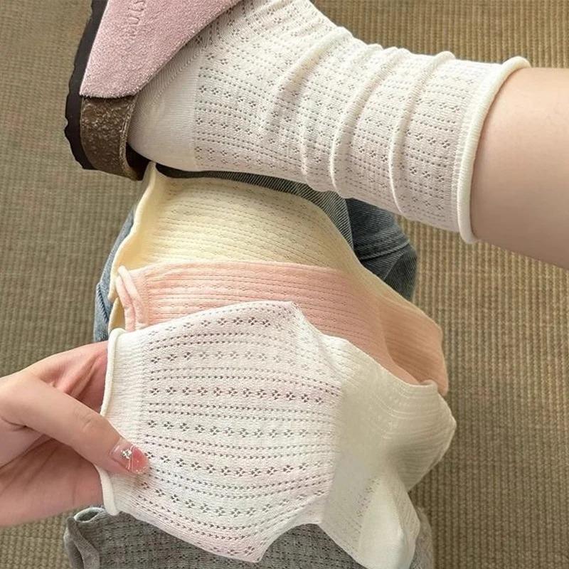

Summer Socks For Women Thin New Candy Color Hollow Out Loose Socks Women s Casual Basic Sweet Girls Fashion Long Socks Comfort One Size білий