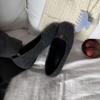 New winter fashion round head woolen metal flower inner sloping heel velvet women's single shoes