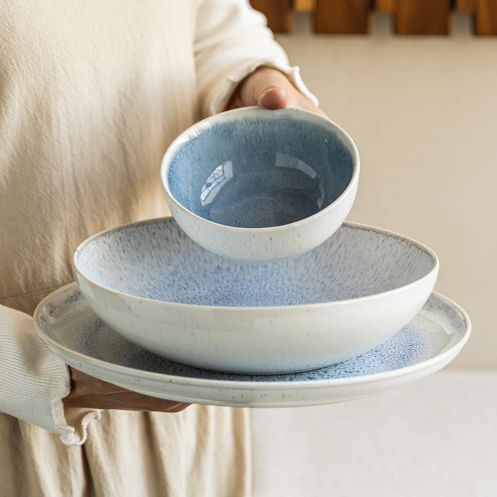 Simple And High Value Gradual Change Ceramic Bowl Set Household Restaurant Tableware Plate Dessert Bowl Plate Plate Plate