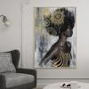 Abstract African Portraits Wall Art Prints Silver Body Art Pictures Art Deco Style Canvas Paintings Black Women Jewelry Poster