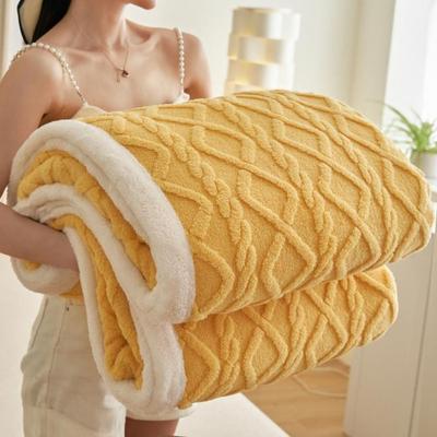 Multi Functional 180*200cm Double Layer Fleece Blanket Thickened Warm Plush Blanket 3D Jacquard Soft Nap Blanket Bedrooms