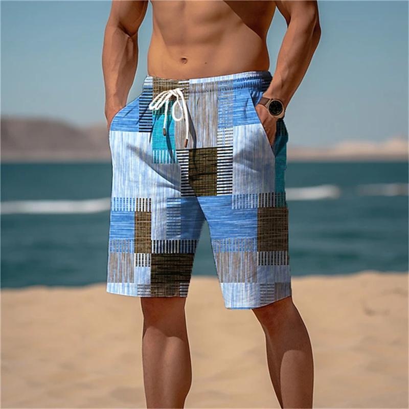 Men's Summer Quick Dry Beach Pants Casual Fitness Shorts Breathable Board Shorts Patchwork Printed Plus Size Swimming Shorts