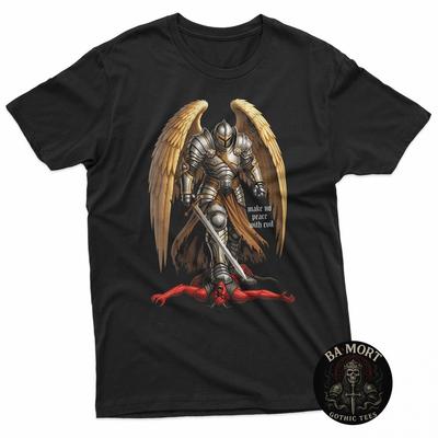 Camiseta Unisex Diseño de Fe del Arcángel Miguel No Tengas Paz con el Mal