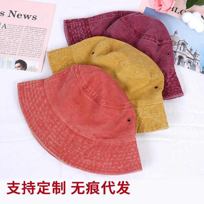 Old washed denim bucket hat spring and autumn summer basin hat versatile denim men's and women's retro
