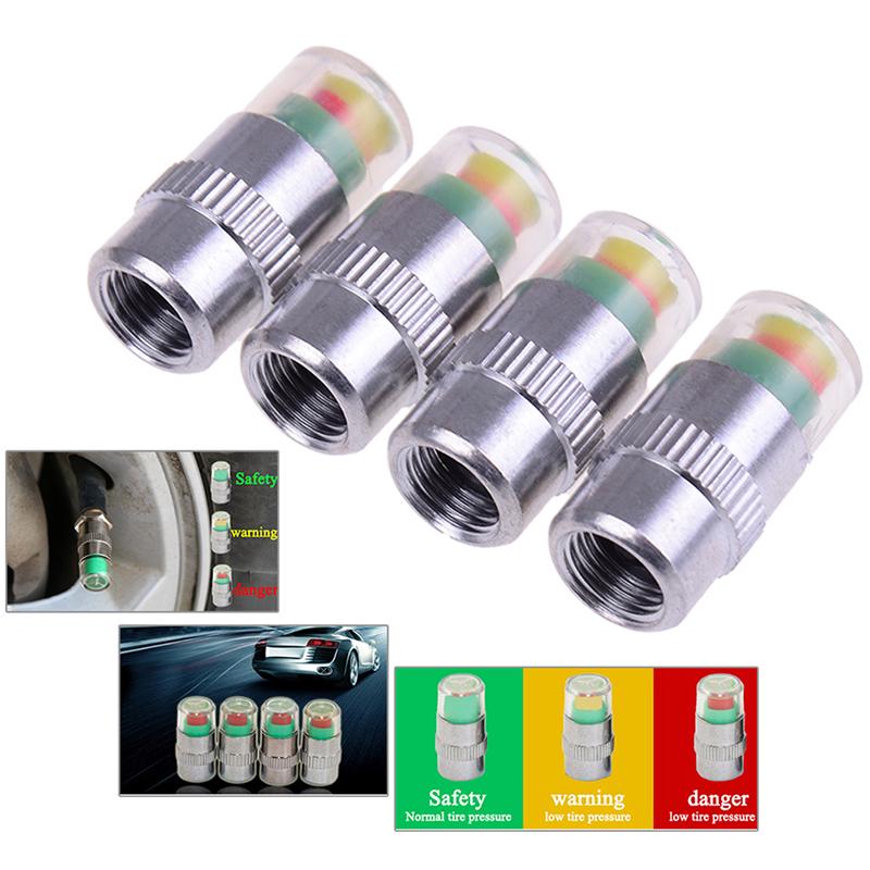4Pcs Detecting Pressure Indicator Tire Monitor Car Alarm Visible Caps