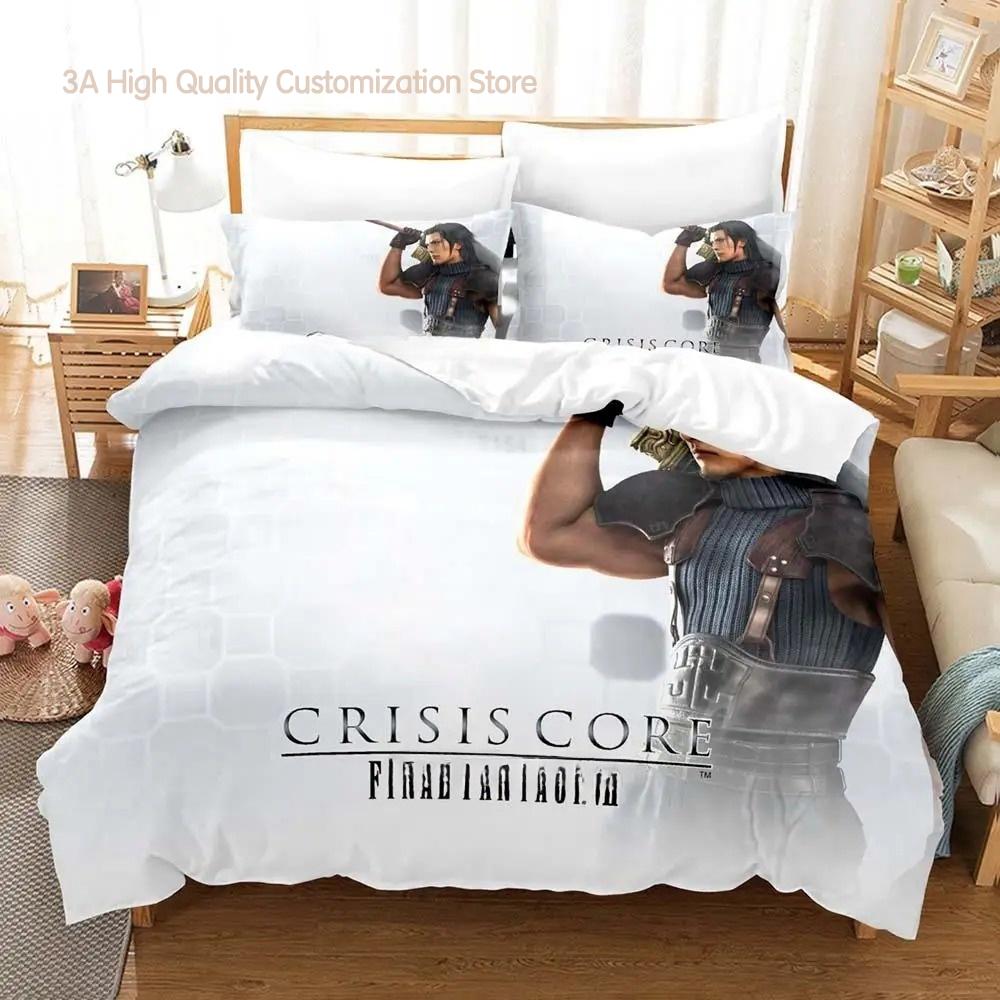 Neues Spiel Crisis Core Final Fantasy Vii Bettwäsche-Set Cartoon Anime Dreiteiliges Set Erwachsene Jungen Schlafzimmer Bettdecken-Sets Bettdecke