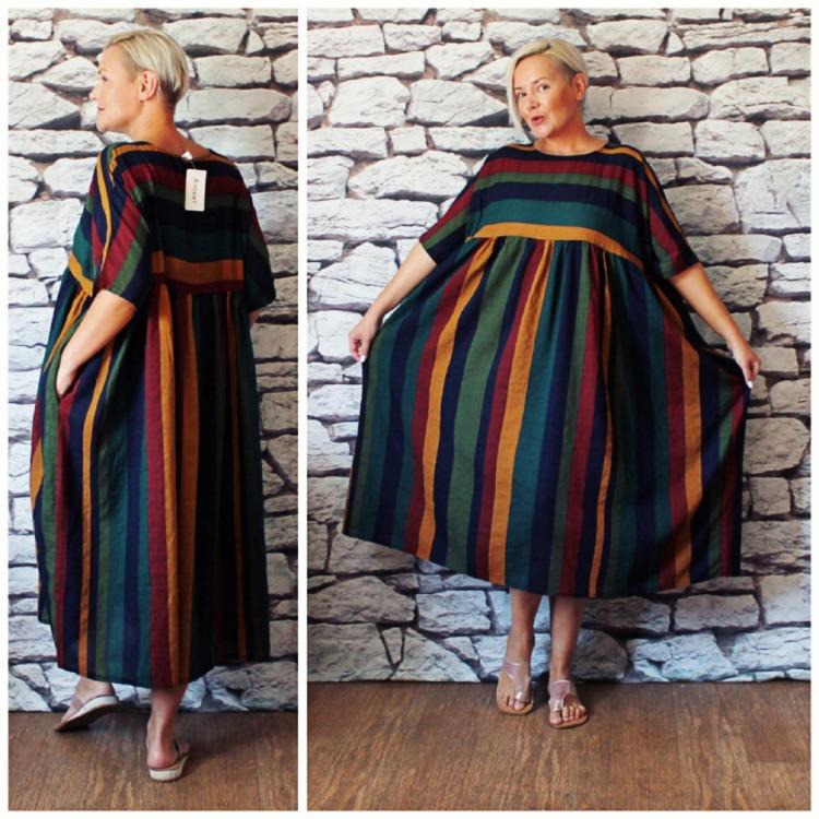 Vintage Women Plus Size Casual Cotton Loose Long Summer Dress