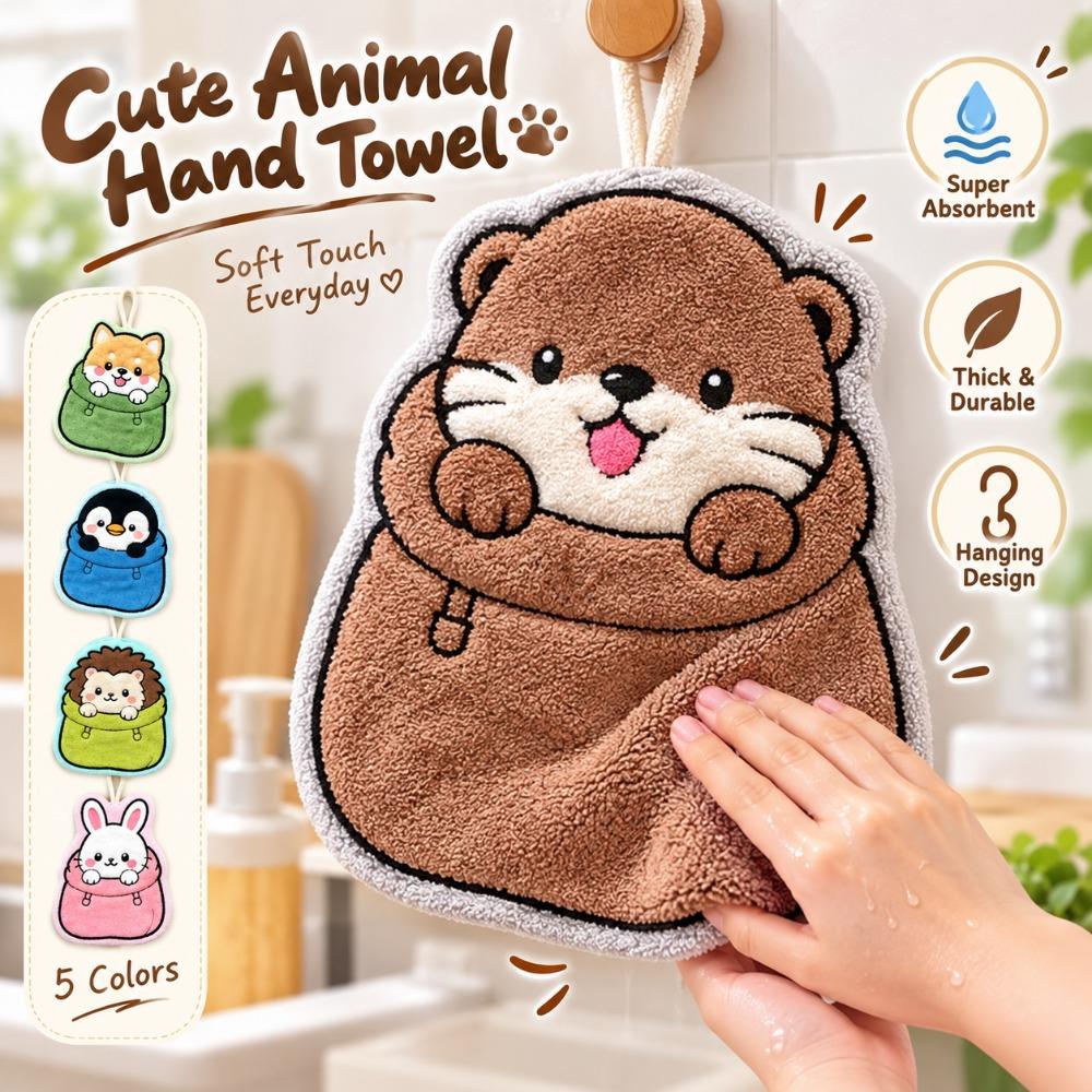 Coral Velvet Kitchen Cleaning Towel Cartoon Style Cleaning Rag Cute Hand Towel  Household