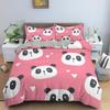 Cartoon Panda Children's Bedding Set For Kids Baby Girls Pink Duvet Cover Set Pillow Case King Size Soft 2/3pcs Twin Quilt Cover