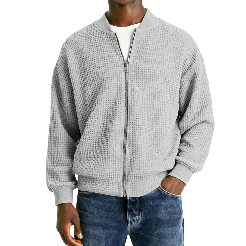 Men's Casual Zipper Stand Collar Long,Sleeve Lapel Jacket