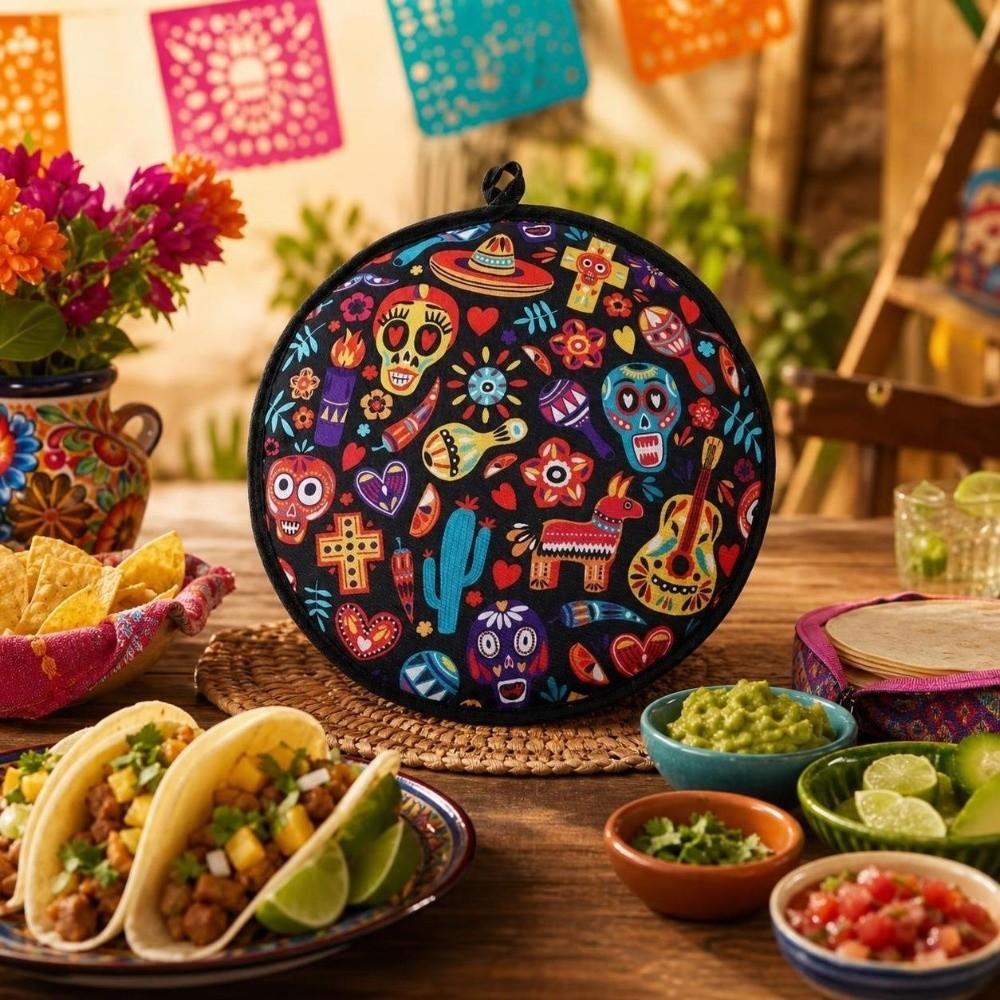 Mikrowellen-Heizbeutel für Tortillas, runde Form, mexikanische frittierte Brötchen, Mais-Tortilla-Isolierbeutel, hitzebeständig, Pizza-Rollen