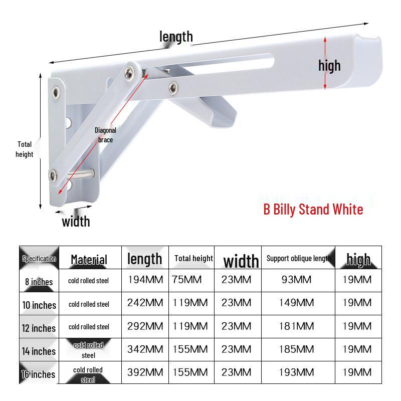 Stainless Steel Folding Triangle Wall Shelf Bracket