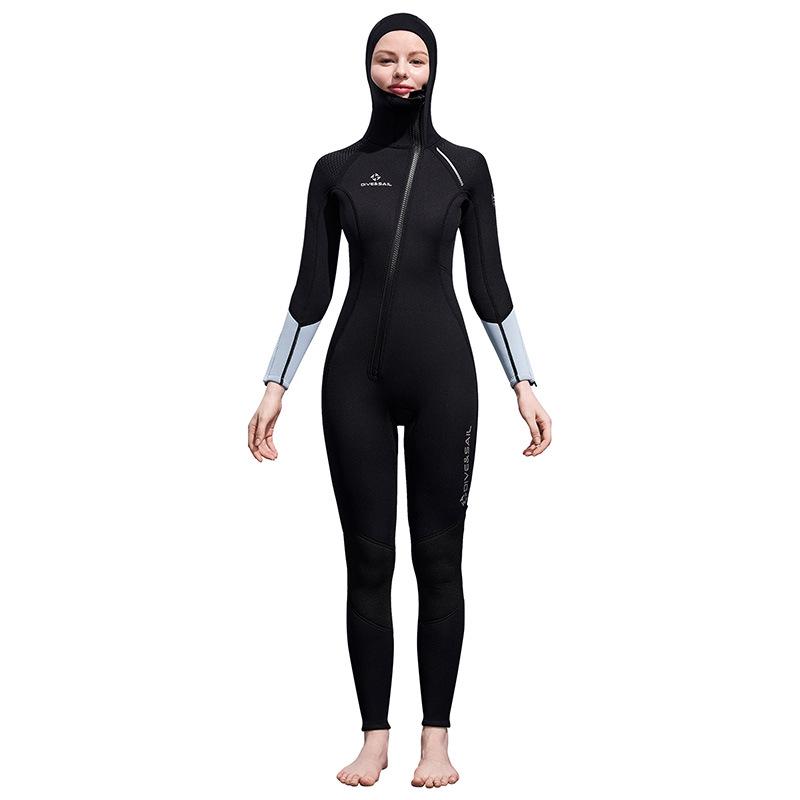 Unisex 3mm Hooded Full Body Diving Wetsuit for Snorkeling, Surfing, and Swimming S