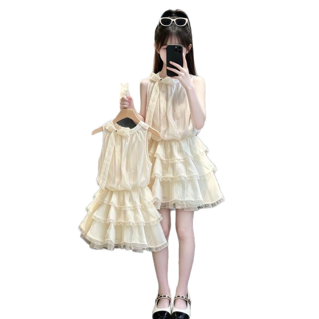 Girls Summer Halter Neck Tank Dress Sweet Tiered Ruffle Dress for Big Kids