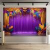 2D Festive Mardi Gras Curtain Backdrop Banner with Golden Mask
