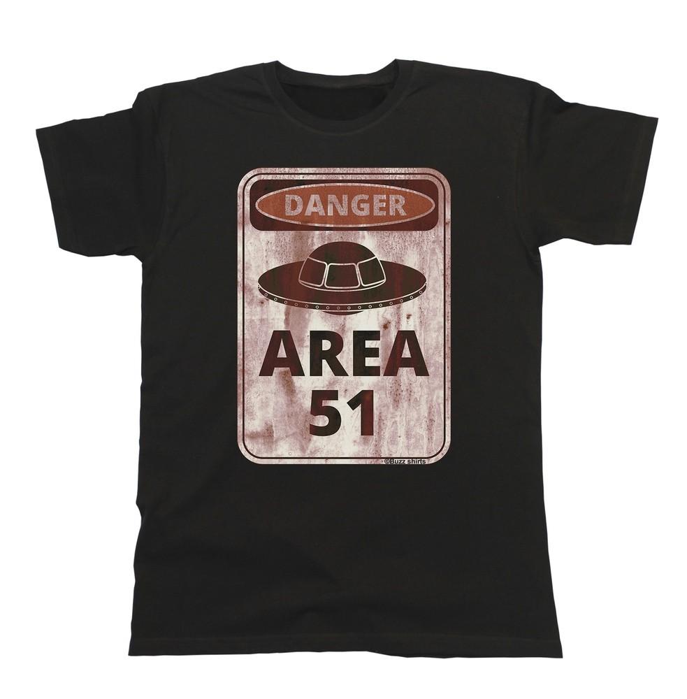 

Danger Area 51 Aliens Funny Mens Cotton T-Shirt UFO Spaceship Space Gift 2XL