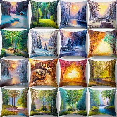 Landscape Forest Tree Pillowcase Office Living Room Car Ornaments Home Pillowcase