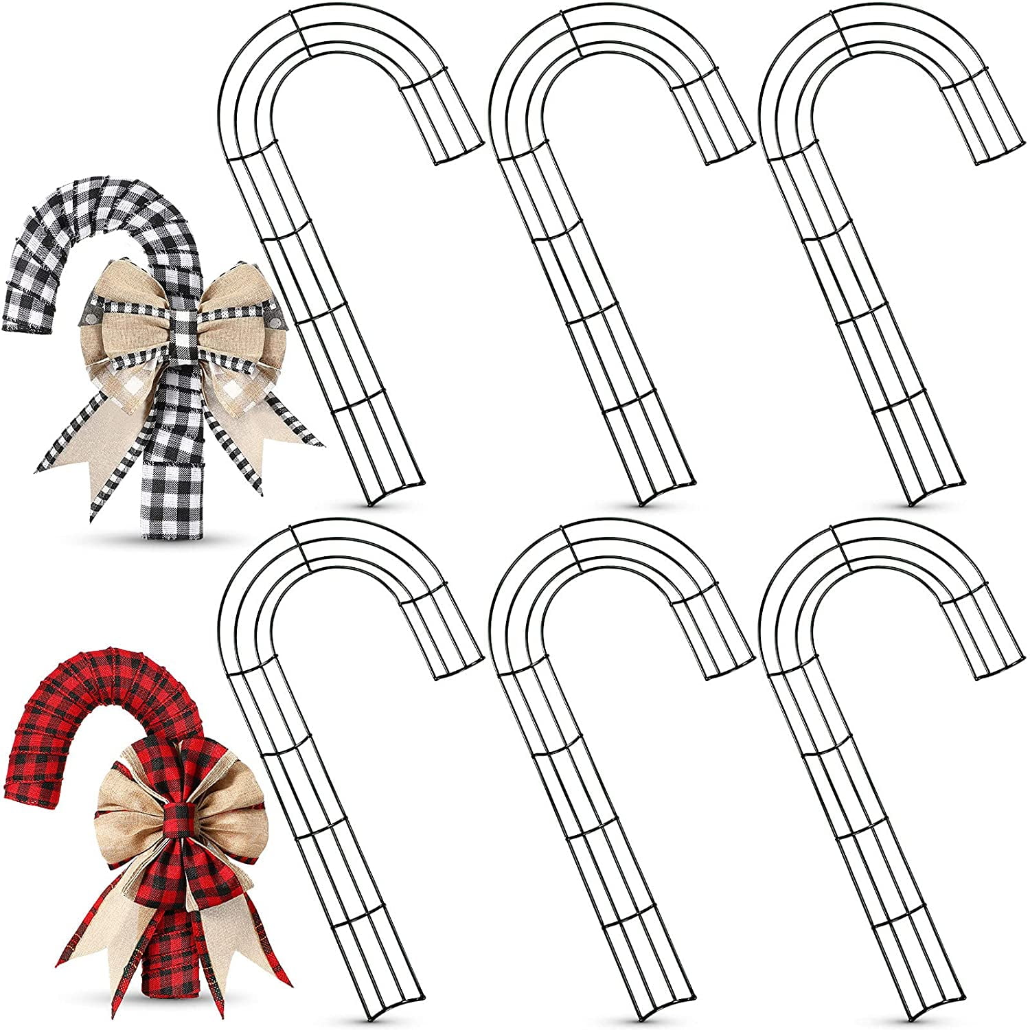 

Christmas Candy Cane Shaped Wire Wreath Frame Holiday Metal Wire Flower Wreath J Letter Rings for DIY Christmas New Year Valentines Party Decoration 12 inches чёрный