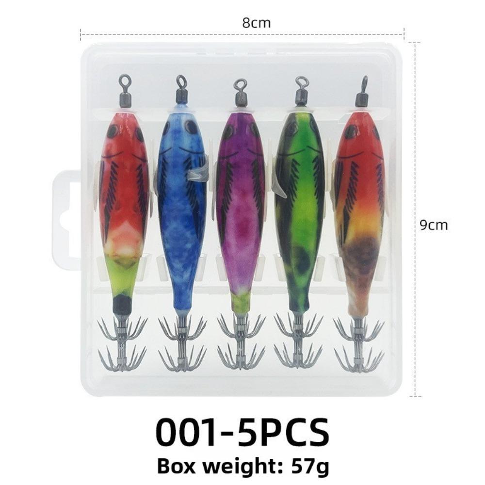 5.6g Weight Squid Jig Glow Feature ABS Sea Fishing Bait Hook Wood Shrimp Lure Sea Fishing