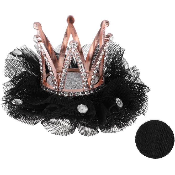 Motorcycle Helmet Accessories Decoration Crown with Rhinestones and Veiling for Motorcycle Bicycle Skiing Helmets Gold Tone Black Alloy Sticker 1 Set Gold Tone, Black