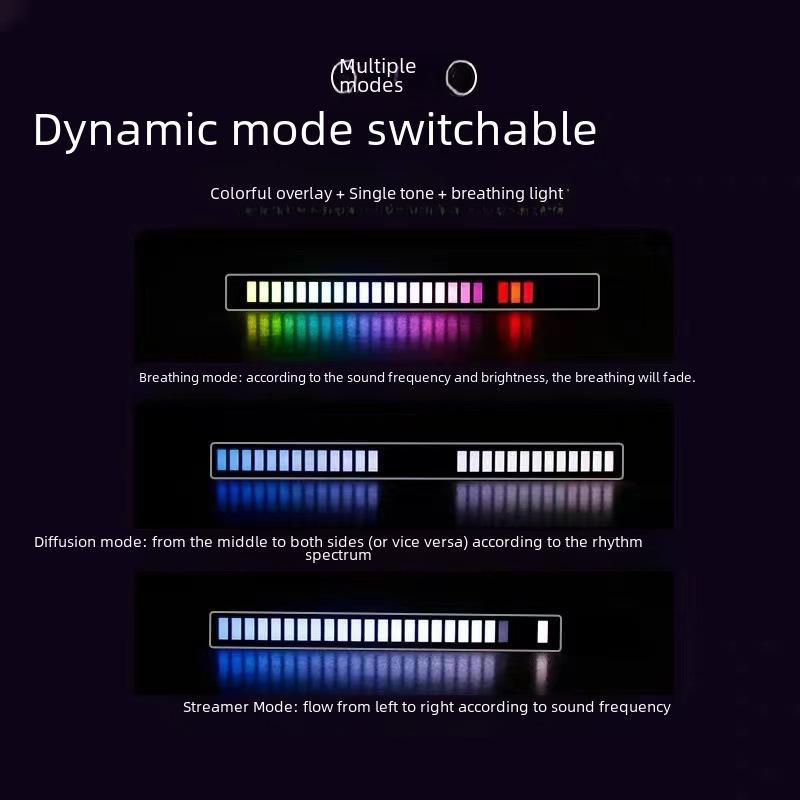 Bluetooth Voice-Controlled RGB Sensor LED Light Bar - Music Rhythm & Atmosphere Light for Desktop or Car.