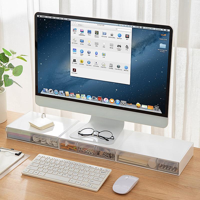 Transparent Computer Monitor Stand Riser Bracket With Storage Drawer PC Screen Holder Laptop Desktop Organizer For Charger Mouse
