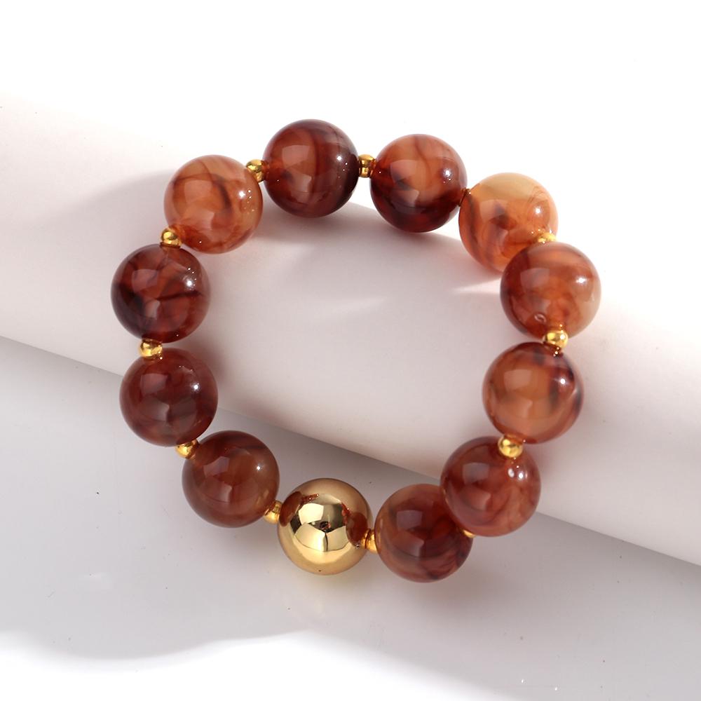 New Resin Round Beaded Chain Necklaces Bracelets for Women Man Statement Marbling Color Acrylic Choker Handmade Jewelry Gift