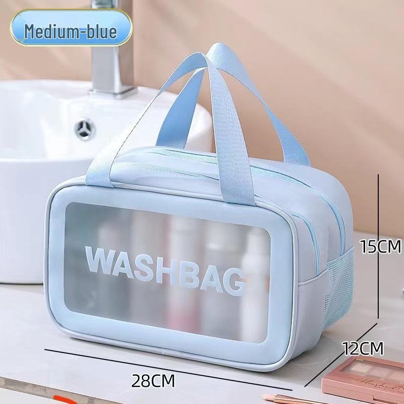 Waterproof Toiletry Bag: Women's Large Capacity Makeup & Cosmetics Travel Bag, Wet/Dry Separation, Portable Handheld Design.
