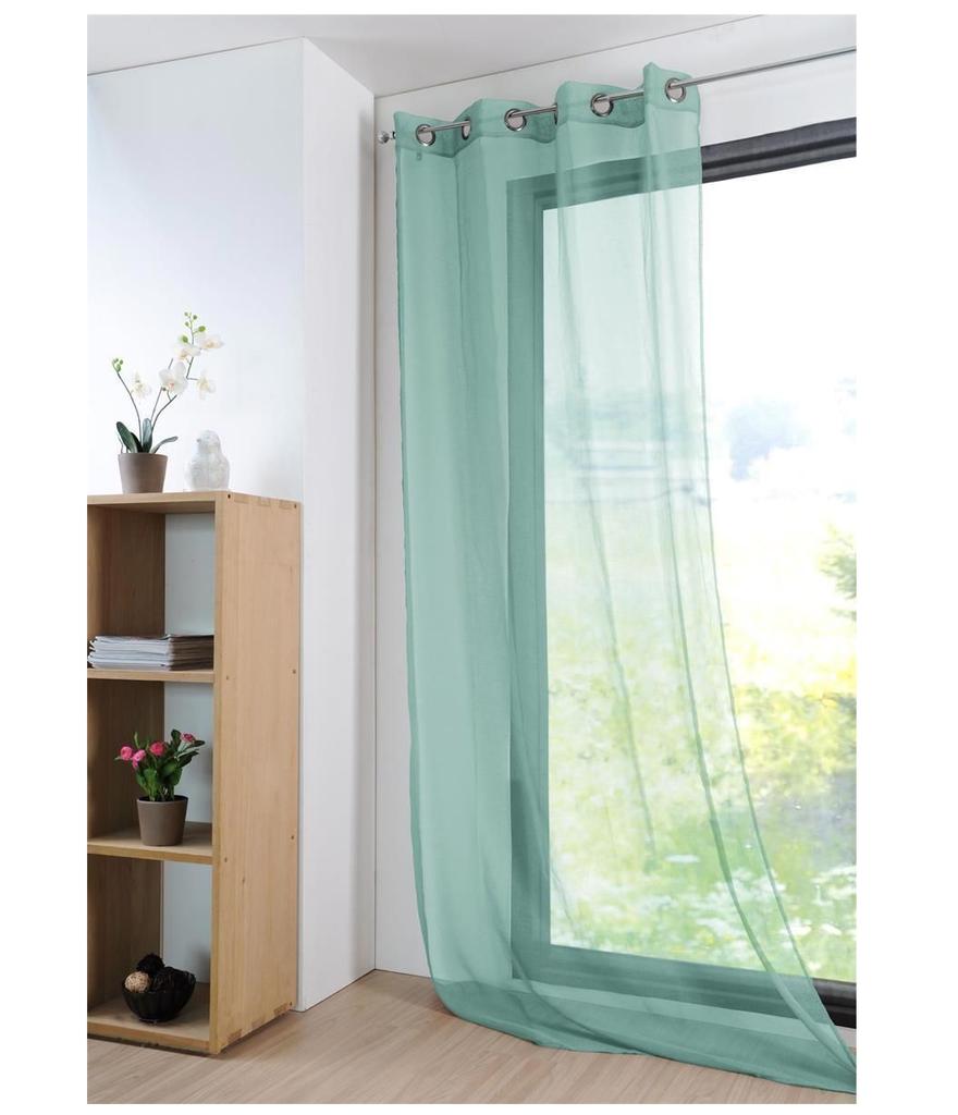 Voilage - Mona - 135 X 260 Cm - Vert Jade - Œillets Métalliques