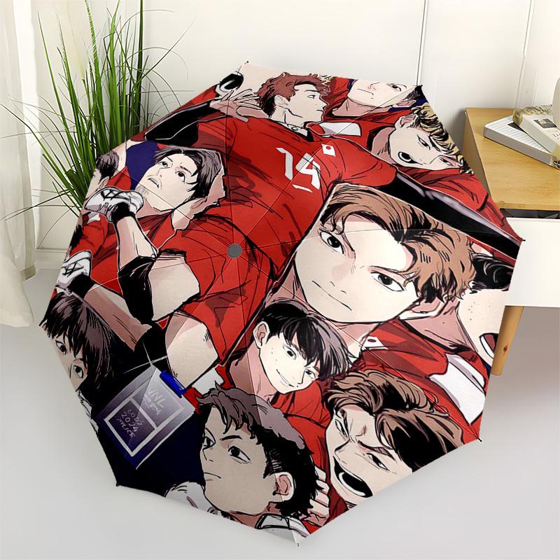 

1pc Outdoor Umbrella with Haikyuu! Characters - Automatic Opening/Closing, Portable Tri-Fold Design, 8-Rib Iron Frame - Perfect Gift for Fans, Tr