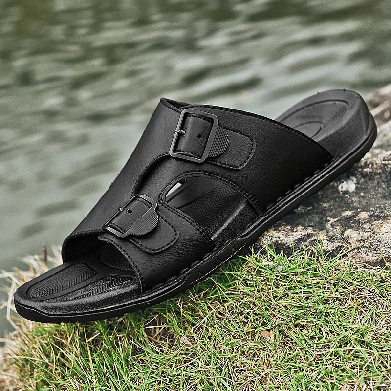 Fashion High Quality Men Flats Summer Mens Sandals Fashion Sneakers Outdoor Non-slip Male Beach Slippers Handmade Real Leather Men Shoes