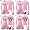 2324 Miami Long Sleeve Soccer Jersey Messi League Pink Home Kit With Socks