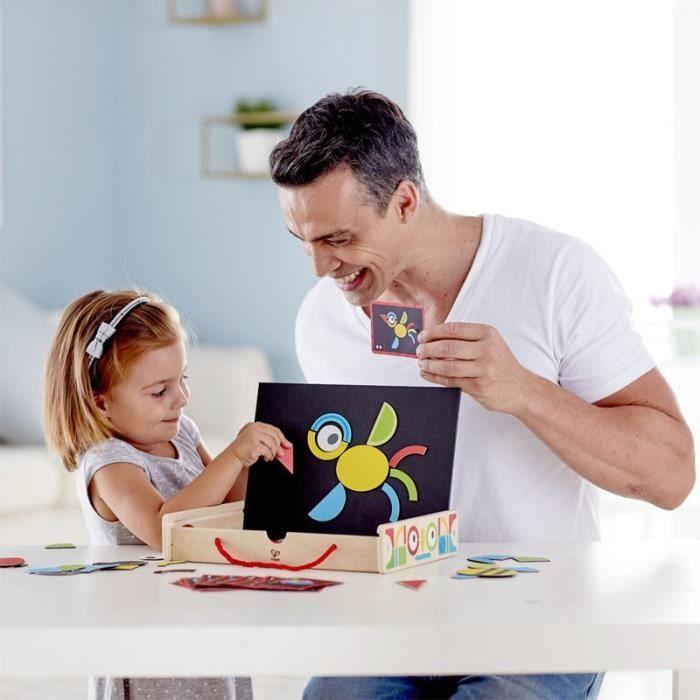 HAPE - Jeux de construction en bois Géoform(e) - E1631 - Coffret artistique magnétique