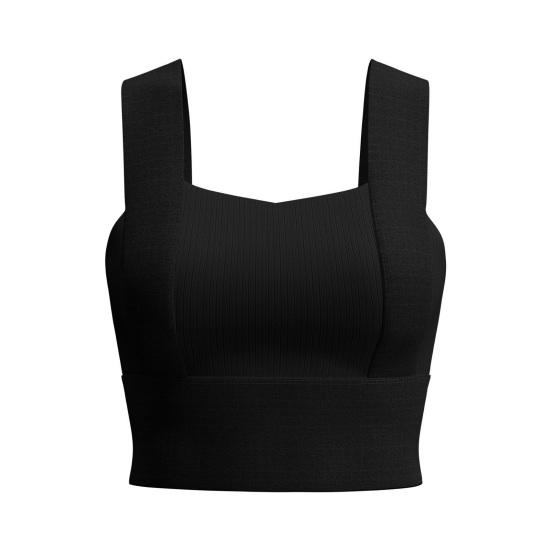 

Женский спортивный бюстгальтер с квадратным вырезом, укороченный топ для тренировок со встроенным бюстгальтером L чёрный