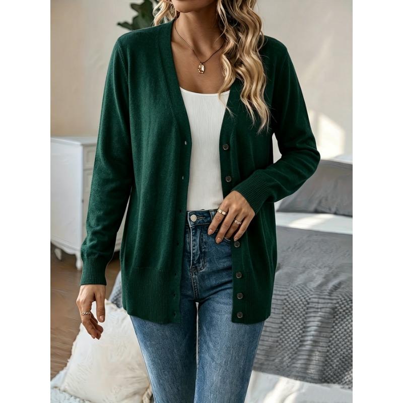 Women S Mid Length Long Sleeve Knit Cardigan Single Breasted Daily Outerwear